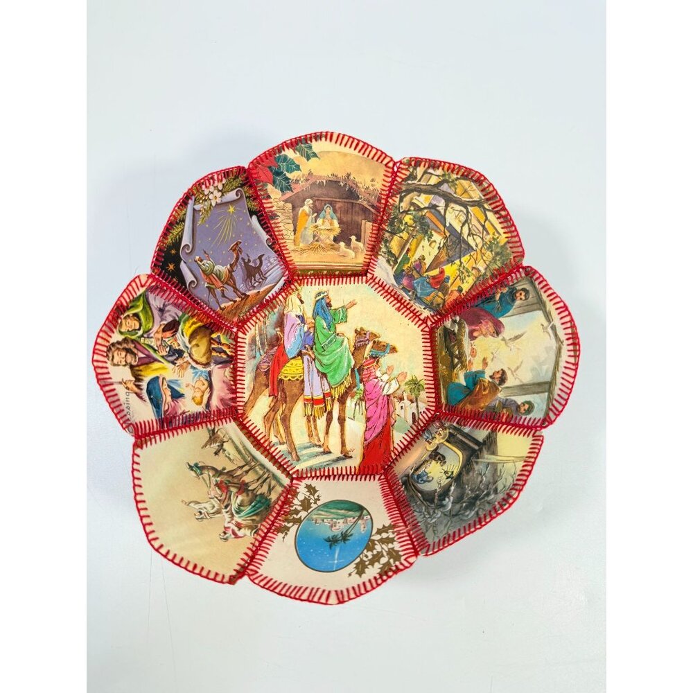 Christmas Card Basket Vintage Handmade Crochet Greeting Card Basket Bowl Christm - Picture 4 of 16